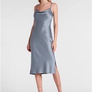 Express Satin Midi Dress in Silver